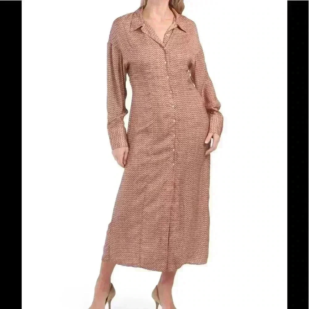 Zara Long Sleeve Button Front Shirt Dress